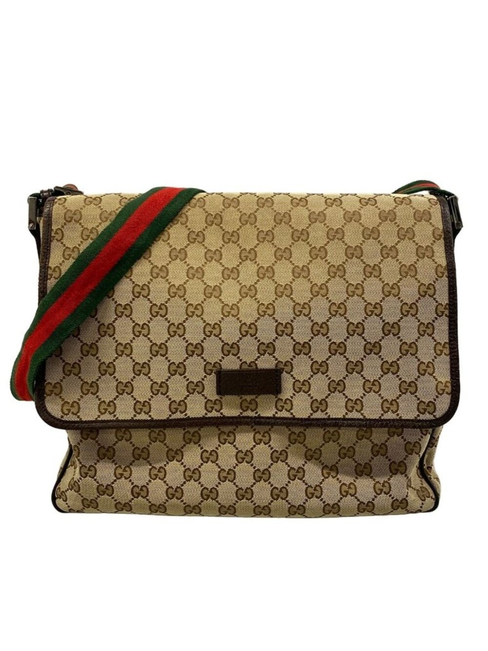 Gucci Shoulder Bag GG Pattern Sherry Beige Dark Brown Leather